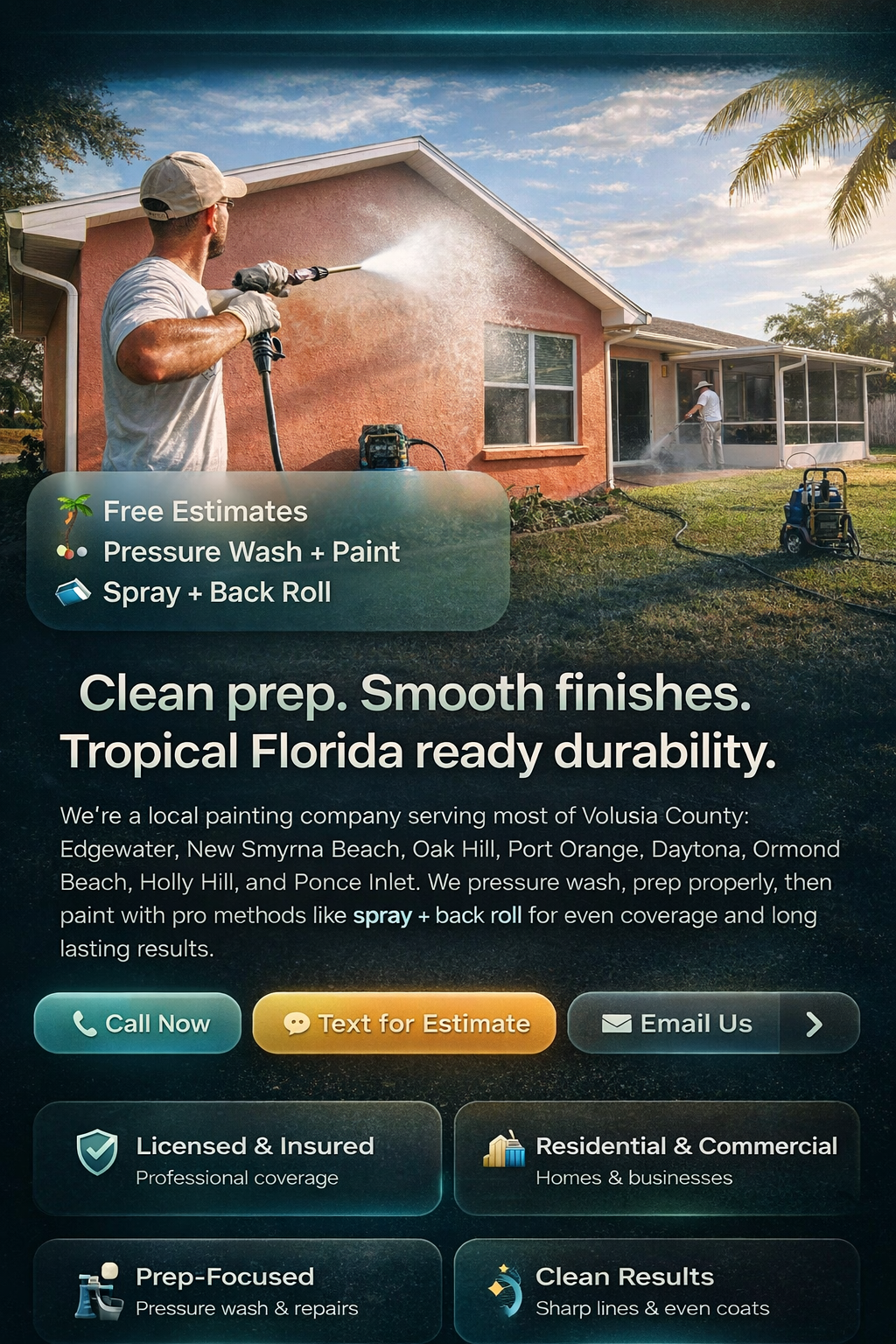 Professional painter speaking with a homeowner in Volusia County Florida about questions to ask before hiring a painter